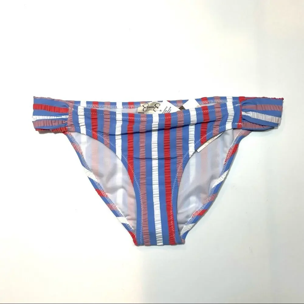 Jessica Simpson ribbed striped hipster swim bottom